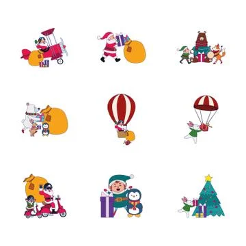 Merry christmas icon set vector design イラスト素材