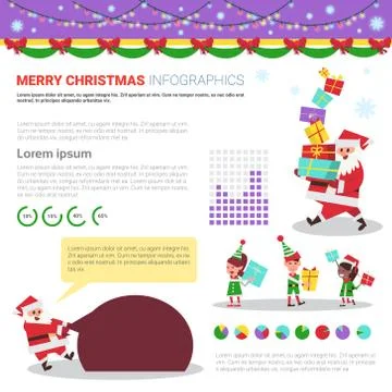 Merry Christmas Infographic Elements Set, Templates With Text Copy Space, Charts 스톡 일러스트
