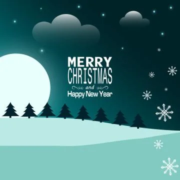 Merry Christmas Landscape Vector Stock Illustration