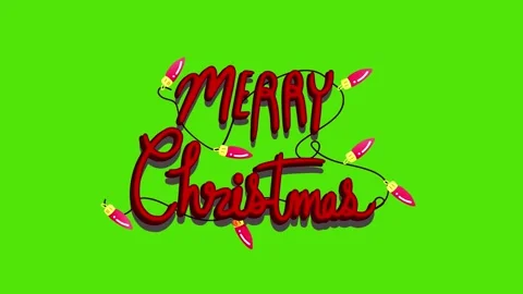 Merry christmas light bulbs text glowing on green screen background Stock Footage 320867624