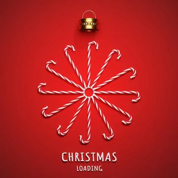 Merry Christmas loading concept with candy cane. 3d illustration Illustrazione stock