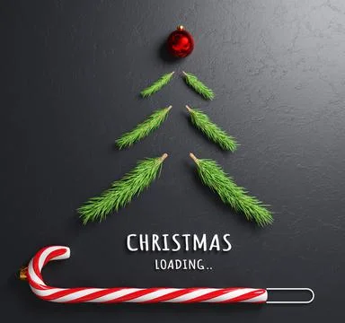 Merry Christmas loading concept with candy cane. 3d illustration Illustrazione stock
