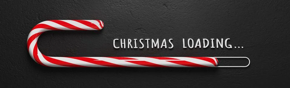 Merry Christmas loading concept with candy cane. 3d illustration Stockillustratie