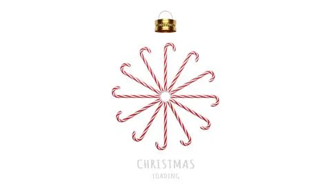 Merry Christmas loading concept with candy cane. 3d illustration Illustrazione stock