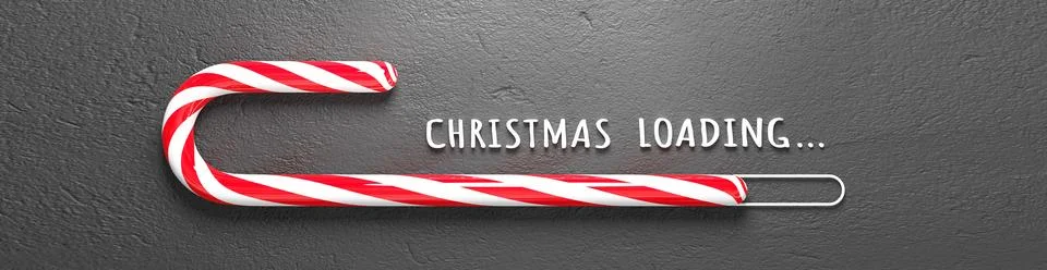 Merry Christmas loading concept with candy cane. 3d illustration イラスト素材