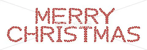 Merry Christmas made from hearts Stock Illustration