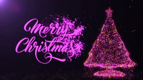 Merry Christmas Magic: Glowing Particles &amp; Pink Tree Stock Footage 219992825