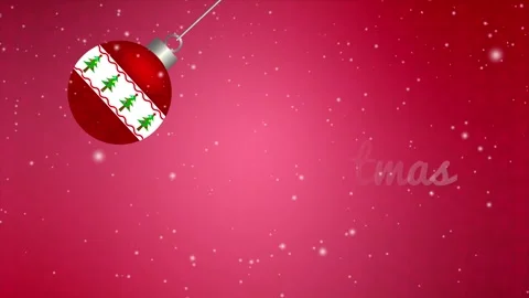 Merry Christmas Message Animation on Red Color Theme Background Stock Footage 257623142