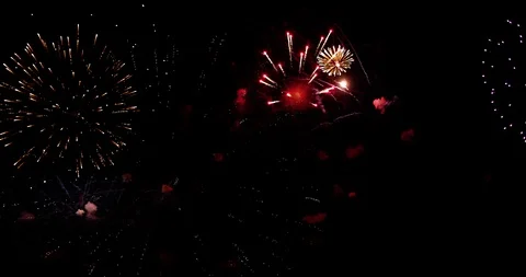 Merry christmas message with in the background real fireworks Stock Footage 116041522