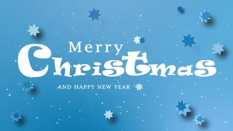 Merry Christmas message on blue background . Merry Christmas greeting Banner. Stock Illustration