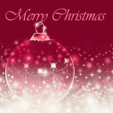 Merry Christmas message on red background with bauble 库存插图