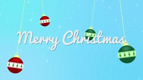 Merry Christmas Message on Snow Falling Background Stock Footage 257363280