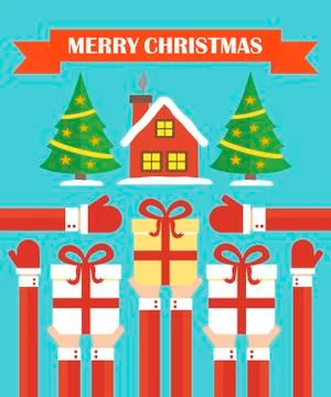 Merry Christmas modern concept flat design Stock Illustration