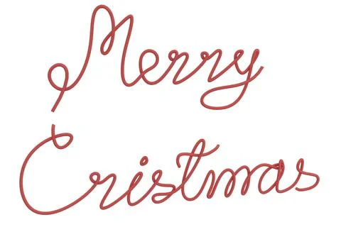 MERRY CHRISTMAS in multi-stranded rope with red twisted fibers, 3D illustration. Stock Illustration