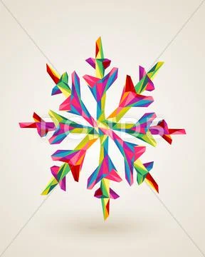 Merry christmas multicolors snowflake illustration Stock Illustration