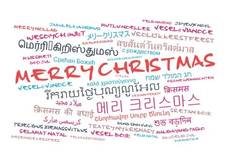 Merry Christmas multilanguage wordcloud background concept Stock-Illustration