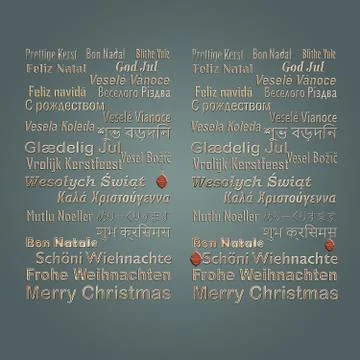 MERRY CHRISTMAS in multiple languages Stock Illustration