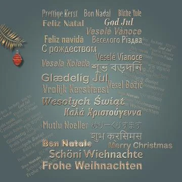 MERRY CHRISTMAS in multiple languages Stock Illustration