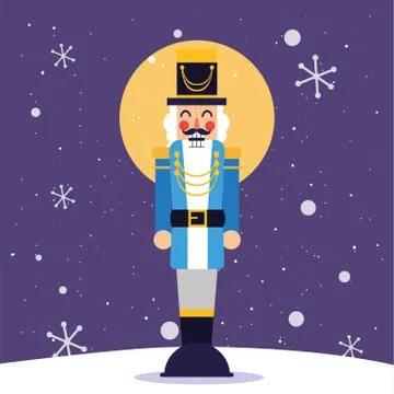 Merry christmas nutcracker and snowflakes vector design Stock Illustration