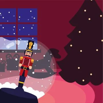 Merry christmas nutcracker inside sphere vector design Stock Illustration