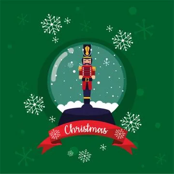 Merry christmas nutcracker inside sphere vector design Stock Illustration