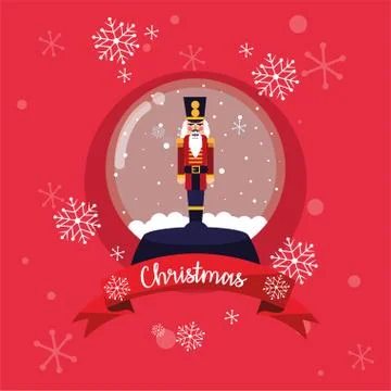 Merry christmas nutcracker inside sphere vector design Stock Illustration