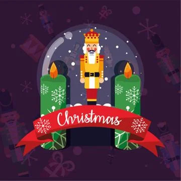 Merry christmas nutcracker inside sphere vector design Stock Illustration