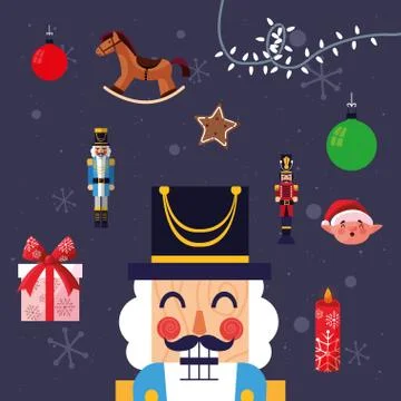 Merry christmas nutcracker vector design Stock Illustration