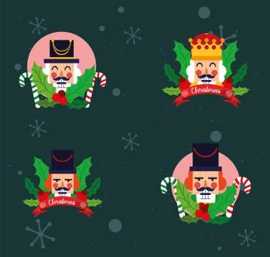 Merry christmas nutcrackers vector design Stock Illustration