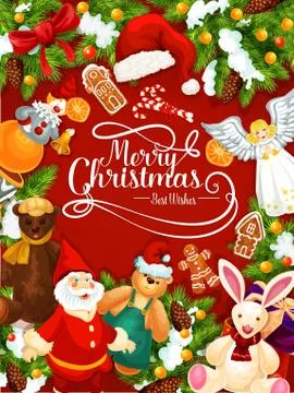 Merry Christmas oys and gifts, vector Stock Illustration