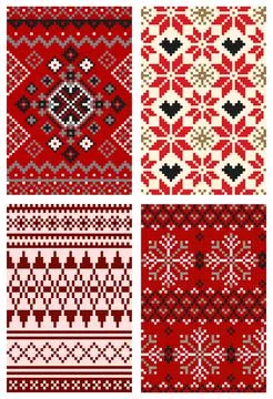 Merry Christmas Pattern Design Set Stock Illustration