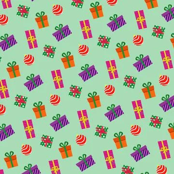 Merry christmas pattern with flat gifts and toys Illustrazione stock