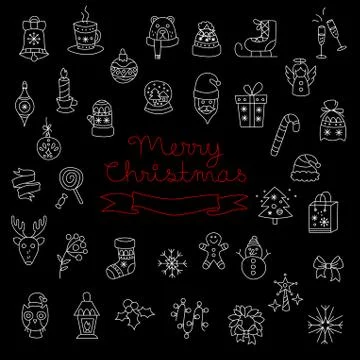 Merry Christmas Pattern with Holiday Elements. Vector Illustration Illustrazione stock