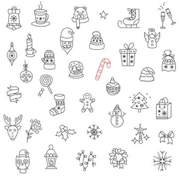 Merry Christmas Pattern with Holiday Elements. Vector Illustration イラスト素材