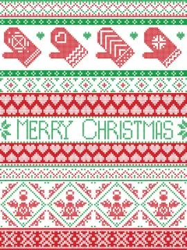 Merry christmas pattern with mittens Illustrazione stock
