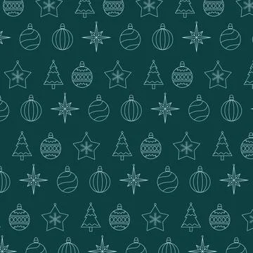 Merry christmas pattern with vector flat christmas toys Stock Illustration