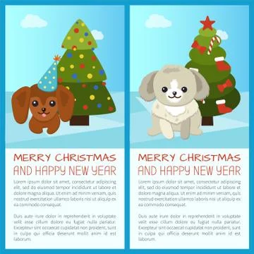 Merry Christmas Pine Tree Set Vector Illustration イラスト素材