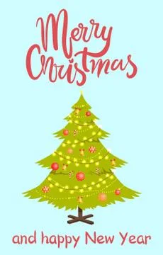 Merry Christmas Pine Tree Vector Illustration イラスト素材
