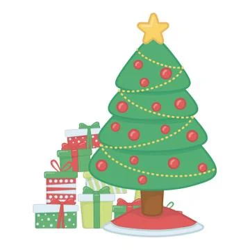 Merry christmas pine tree vector design Illustrazione stock