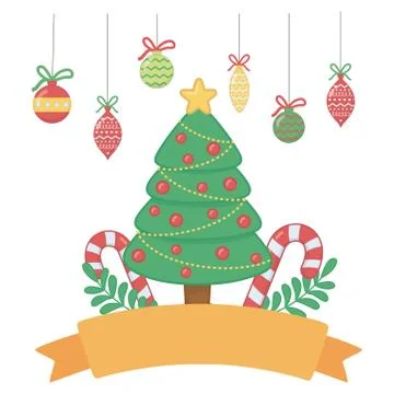 Merry christmas pine tree vector design イラスト素材