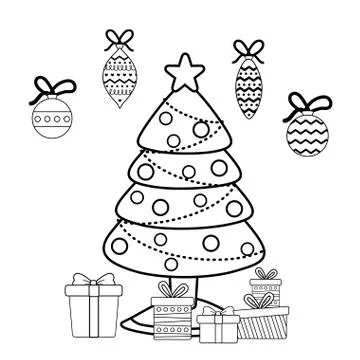 Merry christmas pine tree vector design Illustrazione stock
