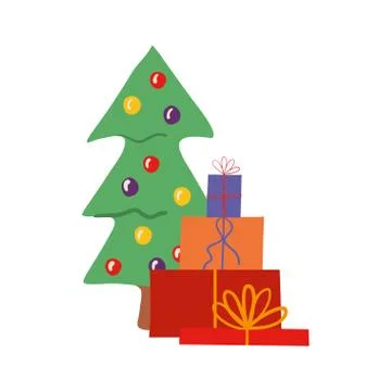 Merry christmas pine tree vector design イラスト素材