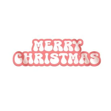Merry Christmas pink sticker vector design, creative holiday typography, modern Stock Illustration