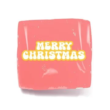 Merry Christmas pink sticker vector design, creative holiday typography, modern Stock Illustration
