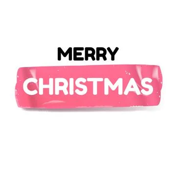 Merry Christmas pink sticker vector design, creative holiday typography, modern Stock Illustration