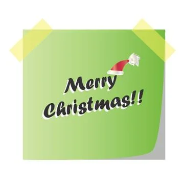 Merry Christmas post note paper vector Stock Illustration