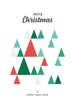 Merry Christmas poster with triangle pattern decoration 스톡 일러스트