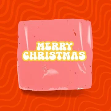 Merry Christmas quote red square banner vector design, creative holiday Stock Illustration