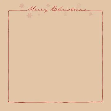 Merry Christmas rectangle frame with snowflake hand drawn childish style on.. Illustrazione stock