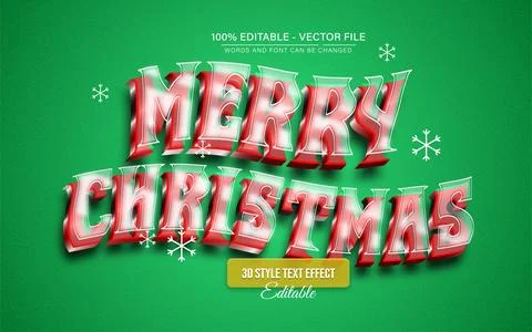 Merry Christmas red 3d text effect editable Stock Illustration